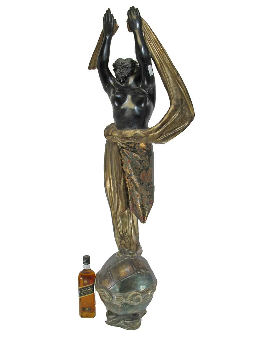 Large Antique Blackamoor of woman wood statue (1 of 14)