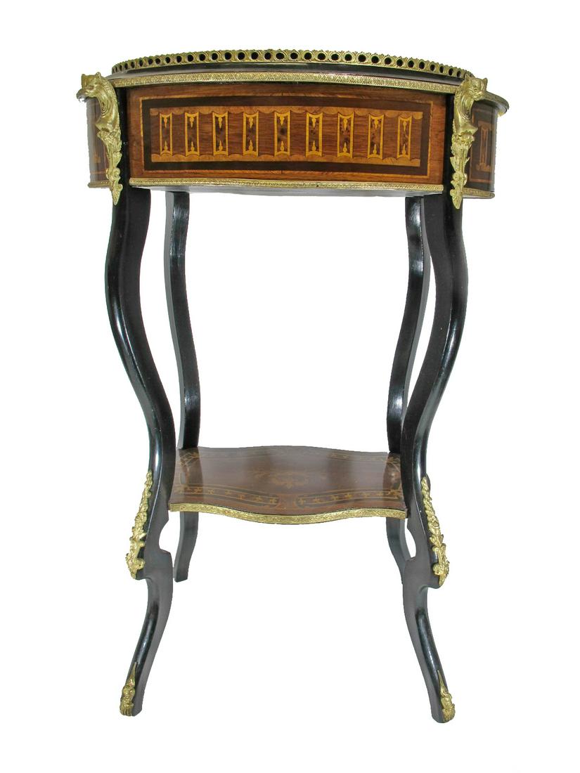 Vintage French inlaid & bronze sewing box table (1 of 9)