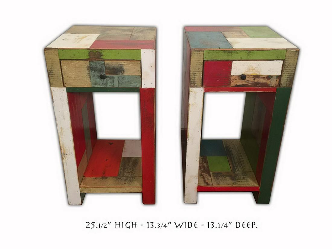 Rustic recycled Antique wood patchwork side tables (1 of 6)