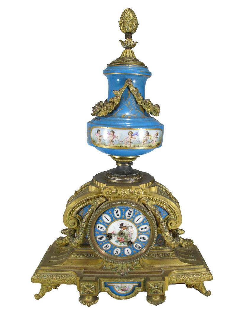 Miroy Freres, Paris 19th C bronze & porcelain clock (1 of 10)