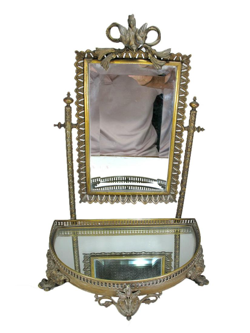 Antique French bronze vanity mirror (1 of 10)