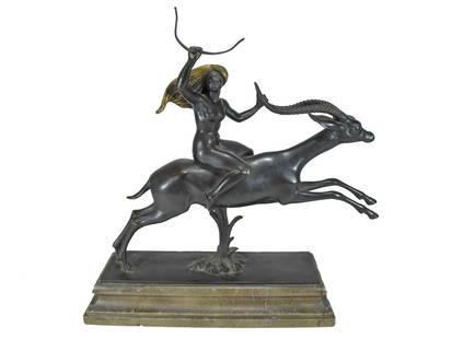 Fritz BEHN (1878-1970) German bronze sculpture: Fritz BEHN (1878-1970) German bronze sculpture with a marble base, marked by Leyrer Munchen foundry. 16&rdquo; H x 16&rdquo; W x 4 3/4&rdquo; D including base. ANY INVOICE OVER $ 2,000.00 WE WILL ACCE