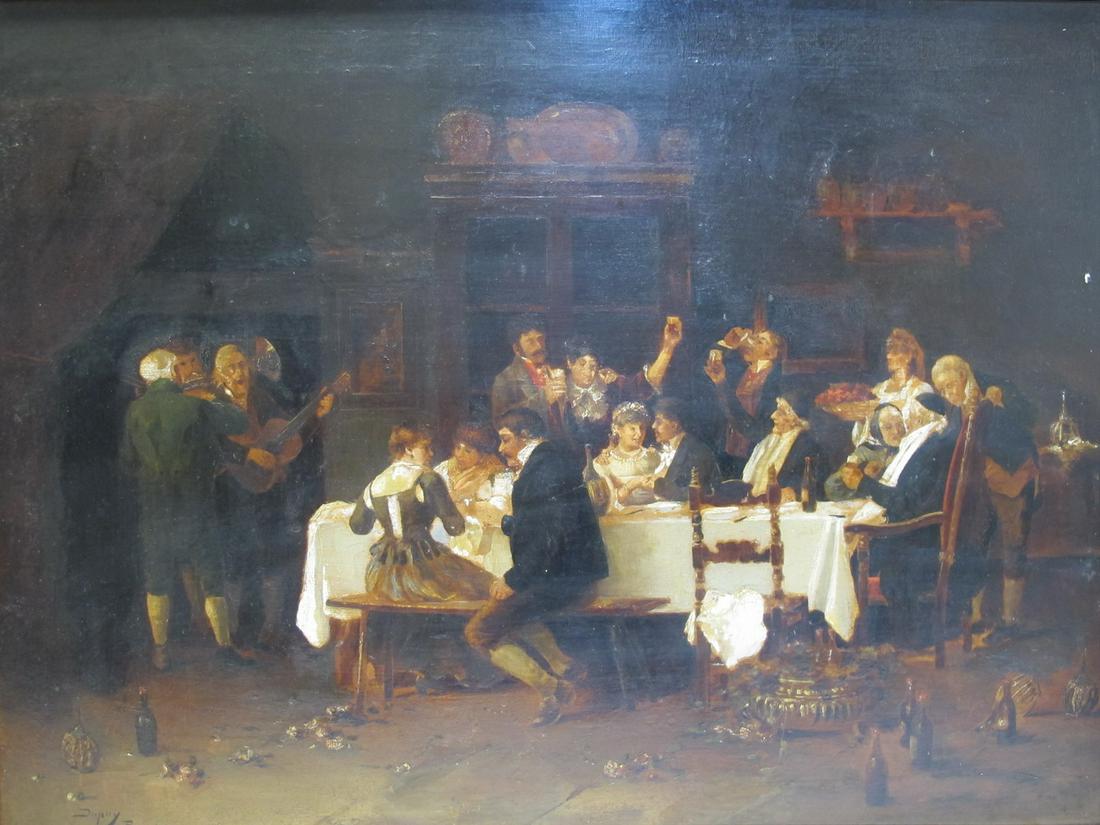 L. DUPUY. Paris 1870 oil on canvas painting (1 of 10)