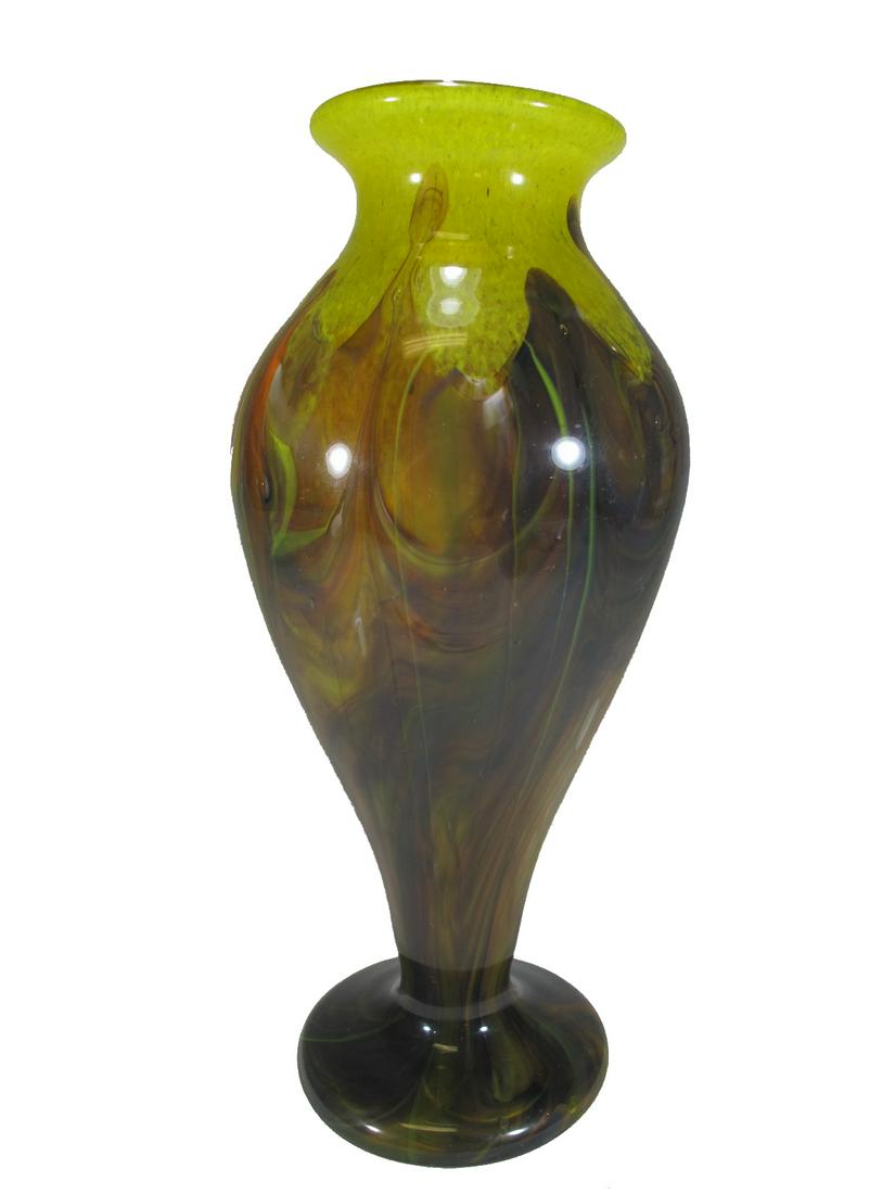 Probably Schneider unsigned colored glass vase (1 of 7)