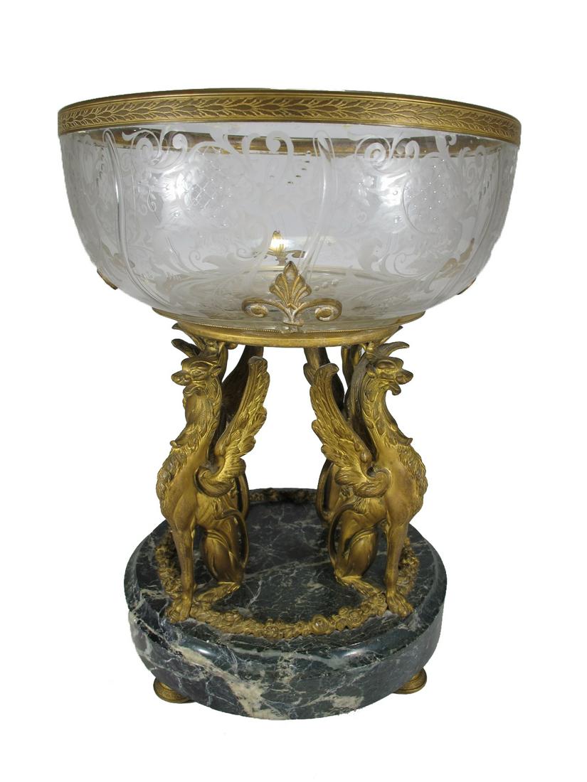Probably Baccarat antique gilt bronze and glass (1 of 10)