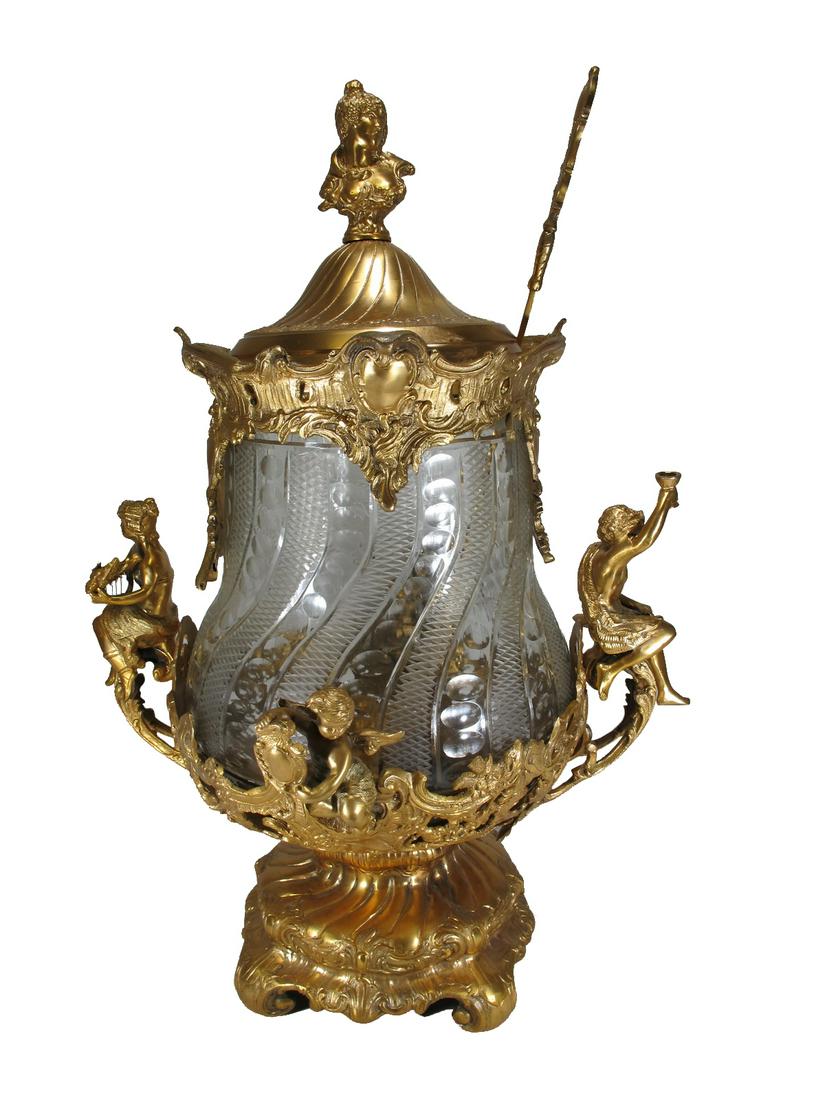 Huge gilt bronze & glass punch bowl (1 of 11)