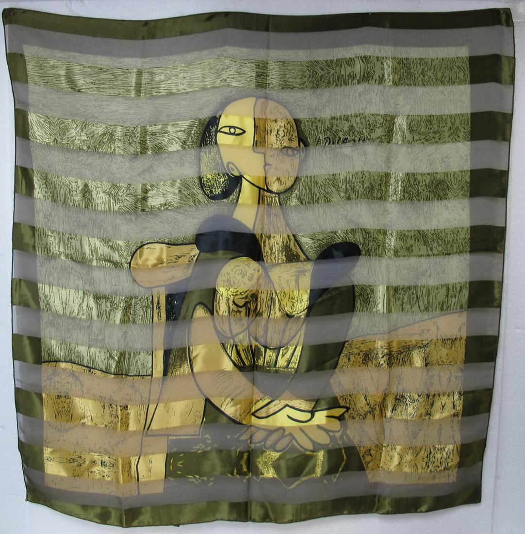 Vintage Picasso silk scarf: Vintage Picasso silk scarf. 40 1/2” H x 39” W. ANY INVOICE OVER $ 2,000.00 WE WILL ACCEPT PAYMENTS ONLY THROUGH CHECK OR BANK WIRE TRANSFER, SAME FOR INTERNATIONAL BUYERS. IF YOU PAY ONLIN