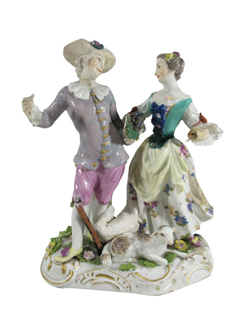 Antique German Meissen porcelain statue: Antique German Meissen porcelain statue. 6 1/4” H x 4 3/4” W x 3 1/8” D. ANY INVOICE OVER $ 2,000.00 WE WILL ACCEPT PAYMENTS ONLY THROUGH CHECK OR BANK WIRE TRANSFER, SAME FOR INTERN