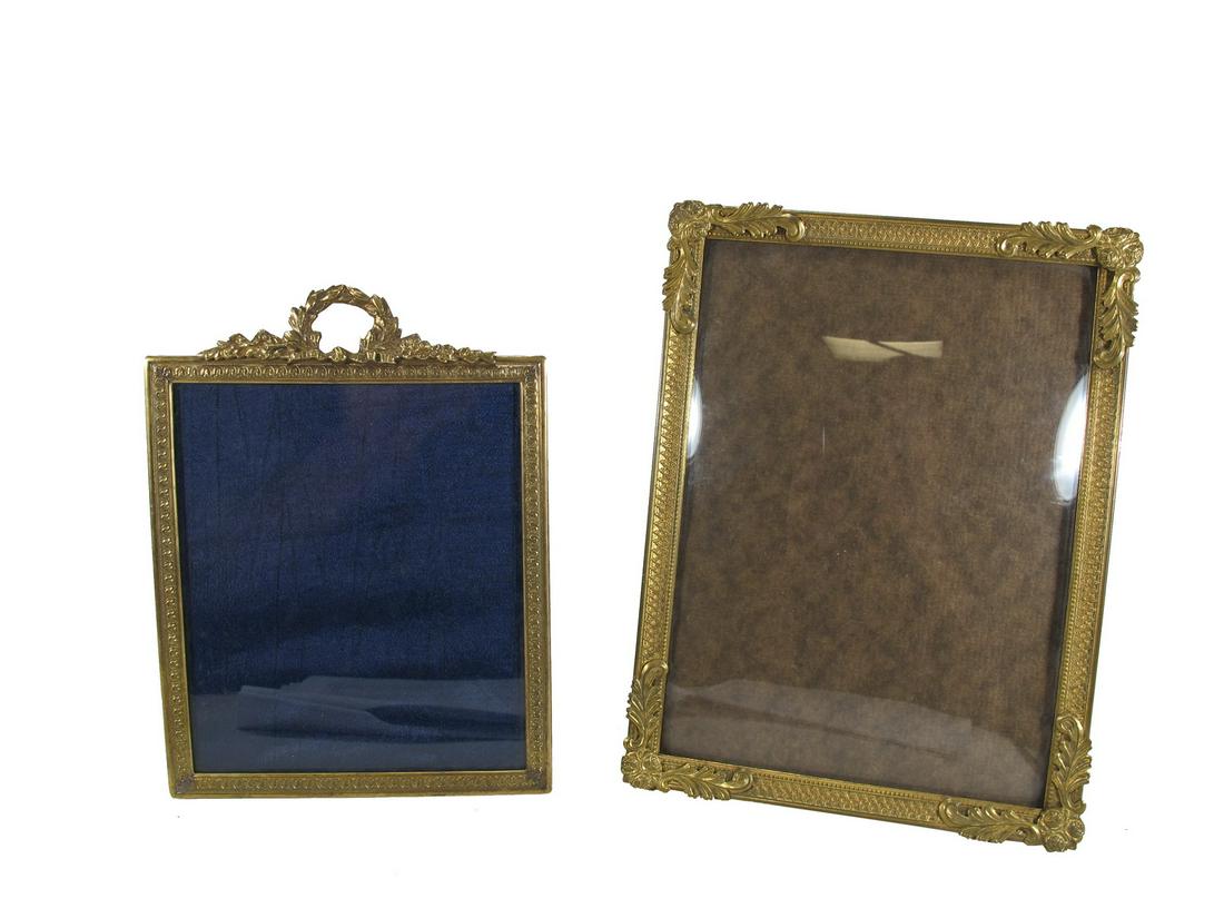 Two antique French bronze pictures frames: Two antique French bronze pictures frames. 6 7/8” H x 5 1/8” W ( picture: 5 1/4” H x 4 1/2” W ) and 8” H x 6 1/8” W ( picture: 7 1/8” H x 5 1/8â€™ W ). A