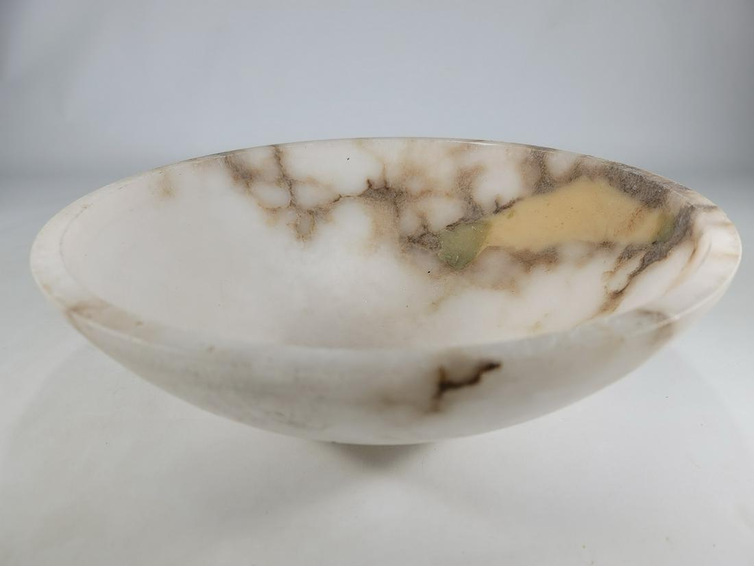 Vintage alabaster chandelier bowl: Vintage alabaster chandelier bowl. 4 7/8” H x 15” W. ANY INVOICE OVER $ 2,000.00 WE WILL ACCEPT PAYMENTS ONLY THROUGH CHECK OR BANK WIRE TRANSFER, SAME FOR INTERNATIONAL BUYERS. IF YOU PAY