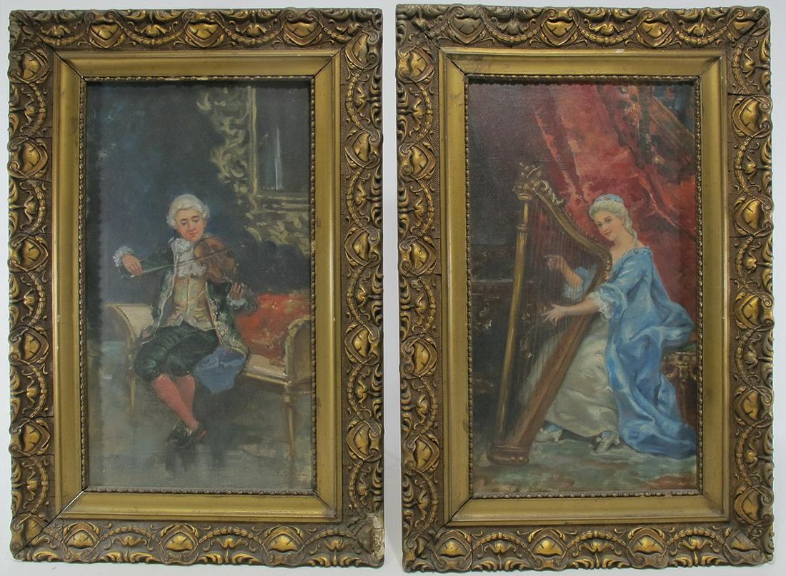 Signed J. M. de Leon pair of Spanish paintings, dated: Signed J. M. de Leon pair of Spanish paintings, dated 1949. 23” H x 15” W including frame. 17 3/4” H x 10” W without frame. ANY INVOICE OVER $ 2,000.00 WE WILL ACCEPT PAYMENTS 