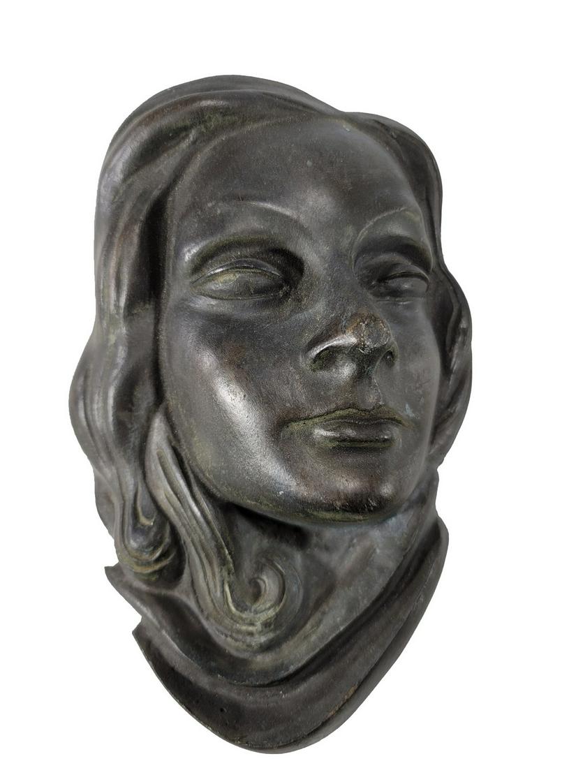 Antique European bronze mask (1 of 2)