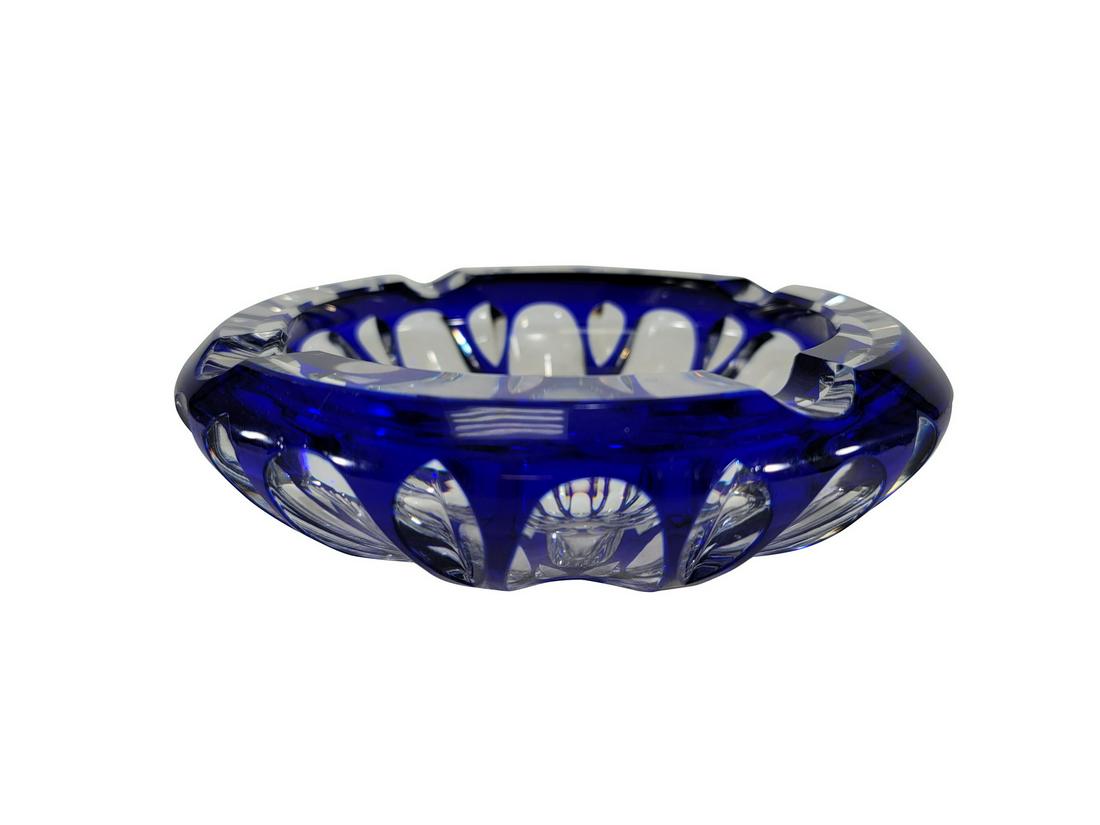 Vintage blue crystal ashtray (1 of 4)