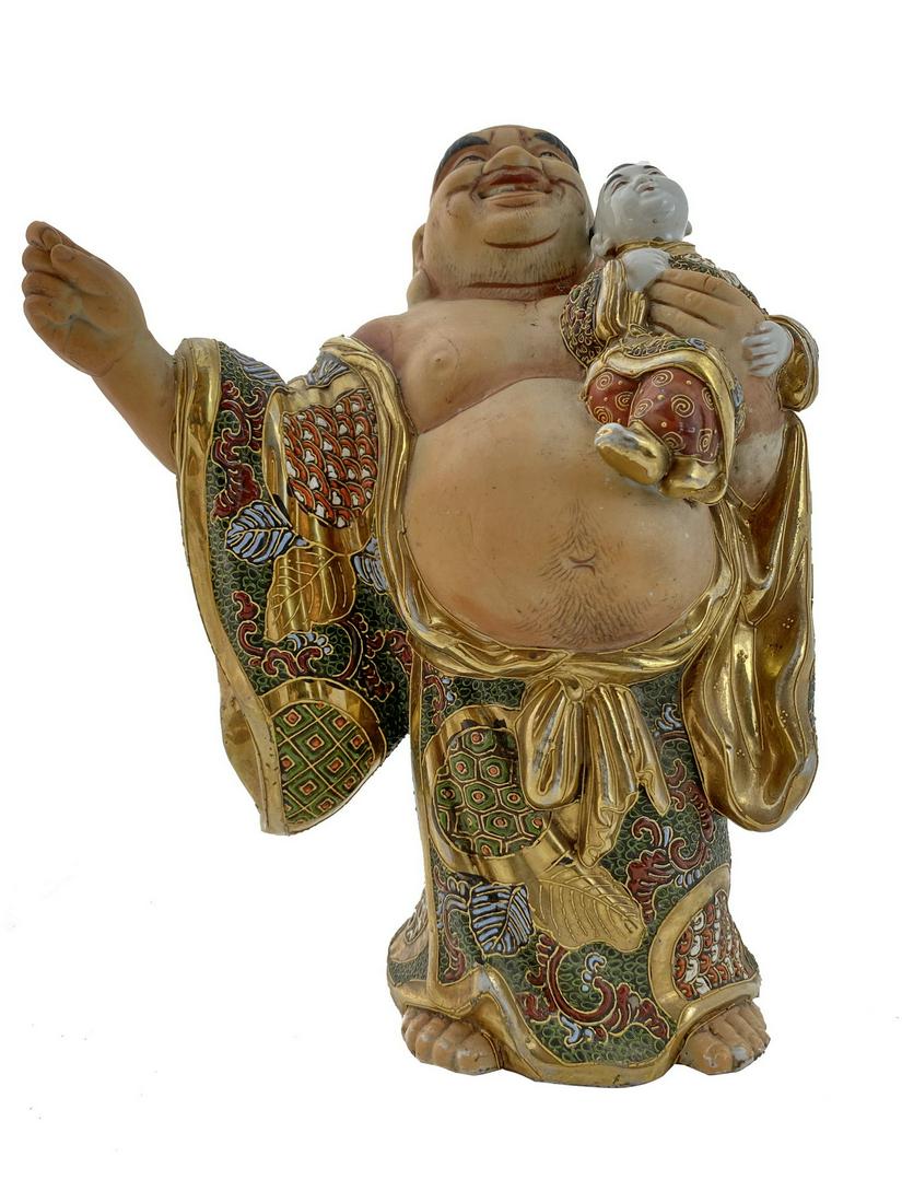 Japanese Satsuma Buddha porcelain statue, signed (1 of 6)