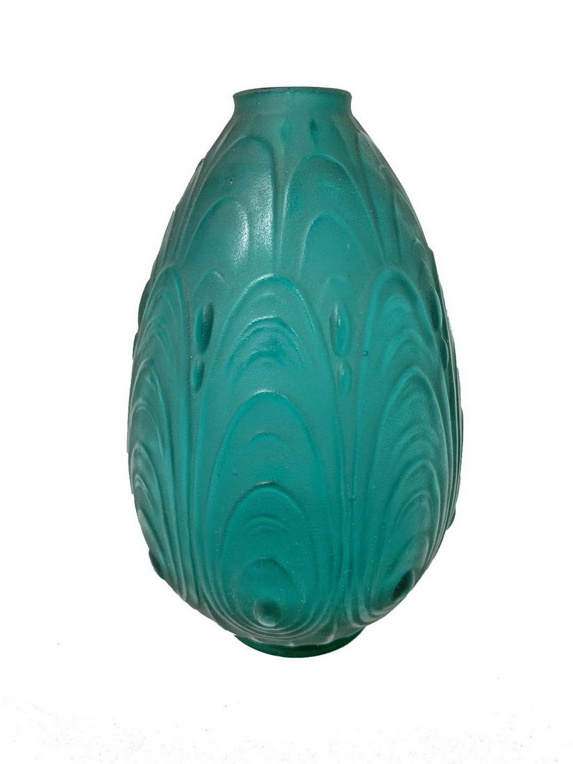 French Art Deco by Sabino glass vase, signed (1 of 4)
