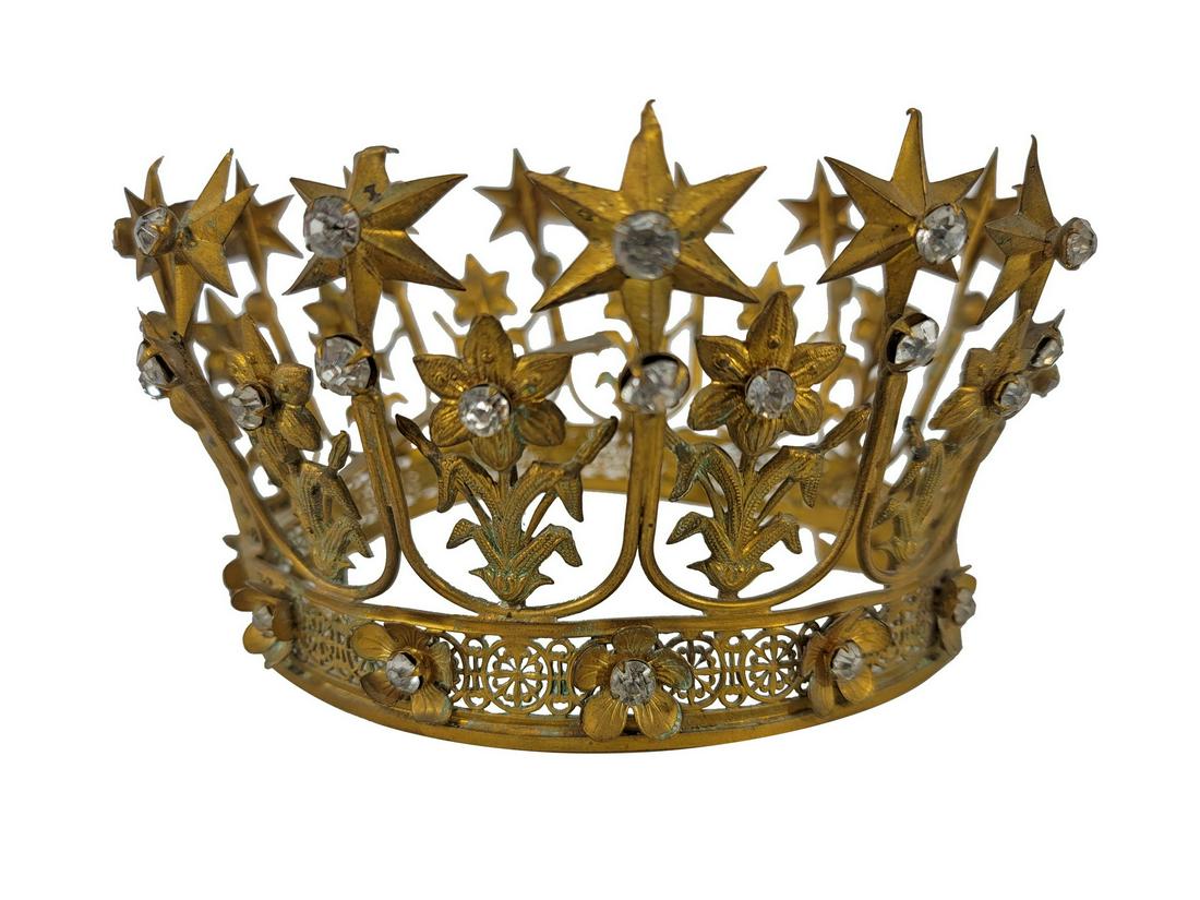 Antique European bronze & fake diamonds  crown (1 of 5)