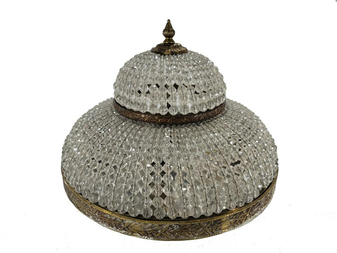 Antique French glass & bronze ceiling light (1 of 4)