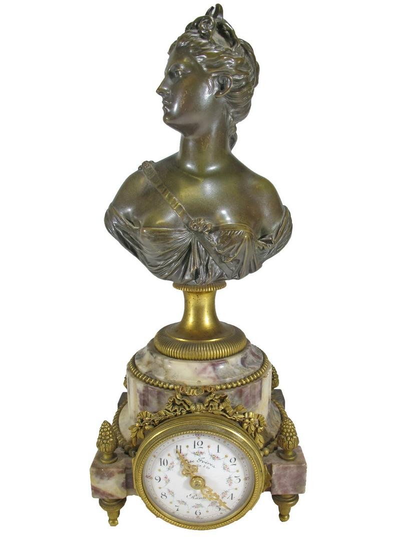 Antique French bronze & marble clock (1 of 13)