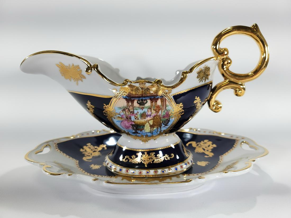 Limoges blue cobalt gilt porcelain sauce boat with a (1 of 11)