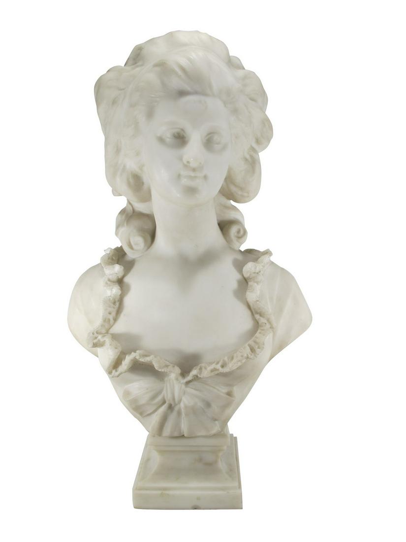 Marie Antoinette French marble bust, signed (1 of 11)