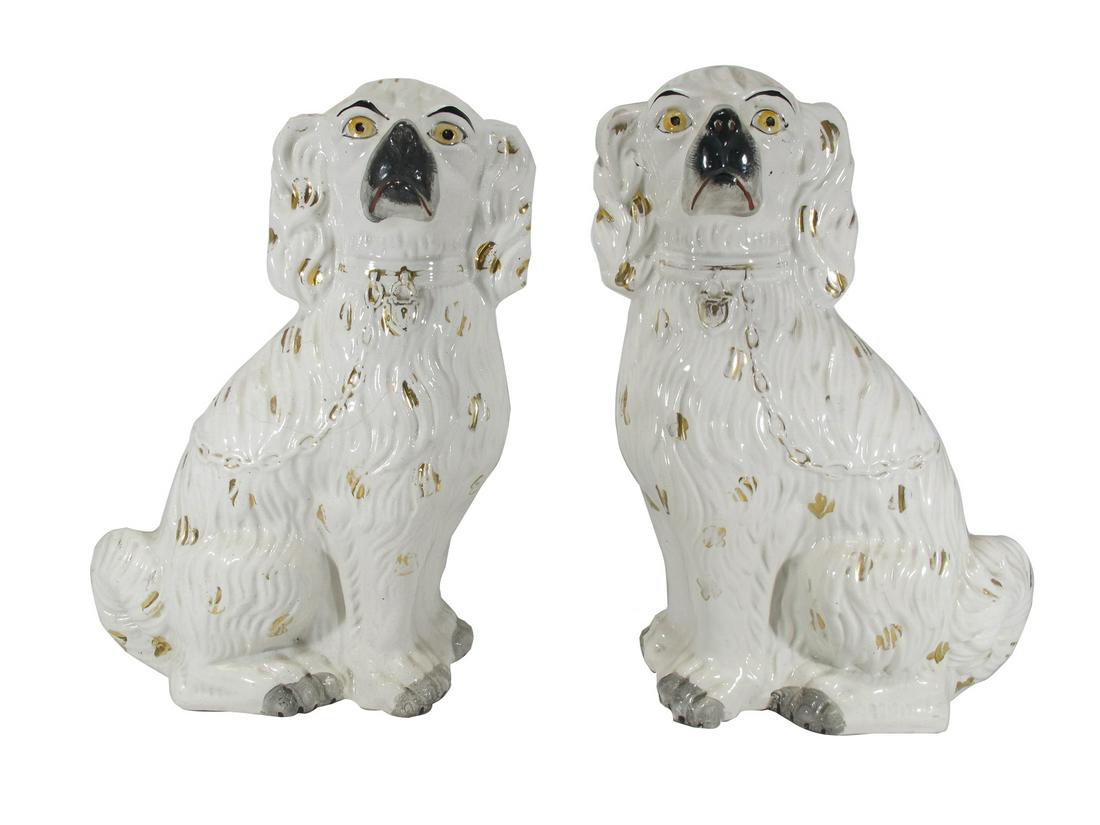 Vintage pair of dogs ceramic statues (1 of 10)