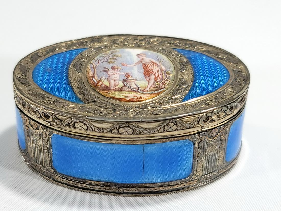 Antique French silver & enamel box, circa 1890 (1 of 10)