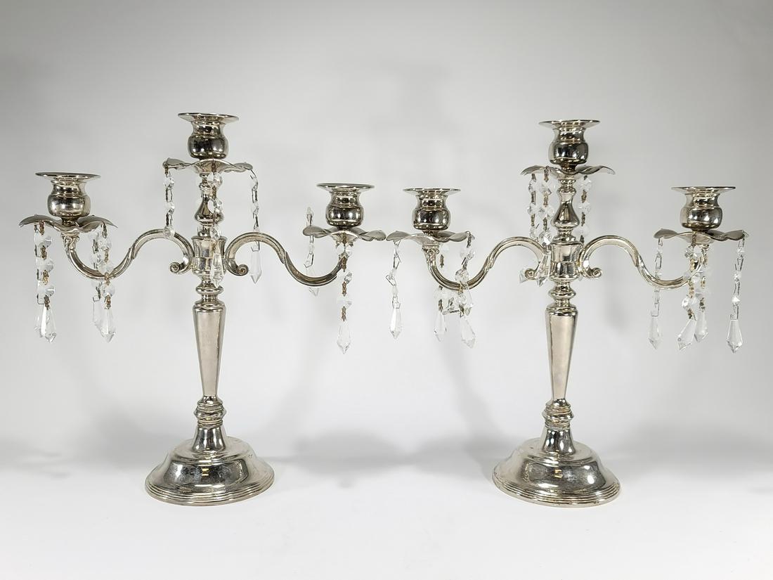 Vintage pair of silverplate & crystals candlesticks (1 of 4)