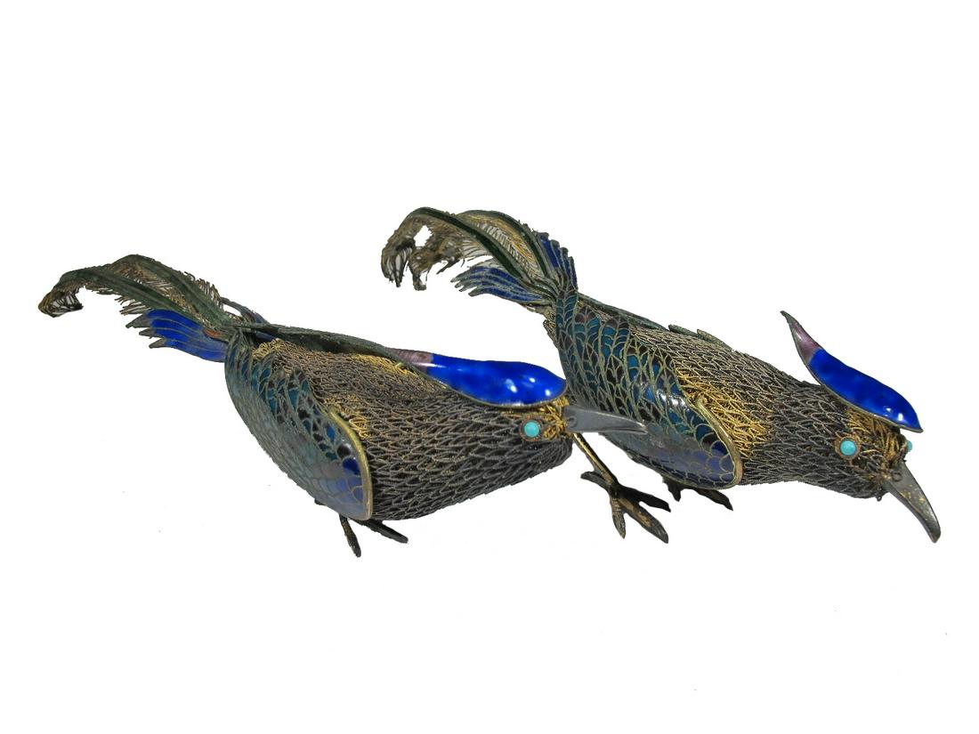 2 Antique Chinese Export filigree silver, turquoise & (1 of 14)