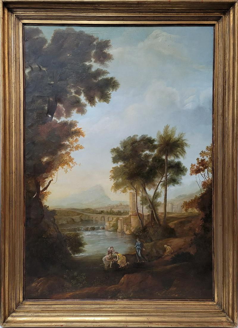 Antique European large oil on canvas landscape painting (1 of 7)