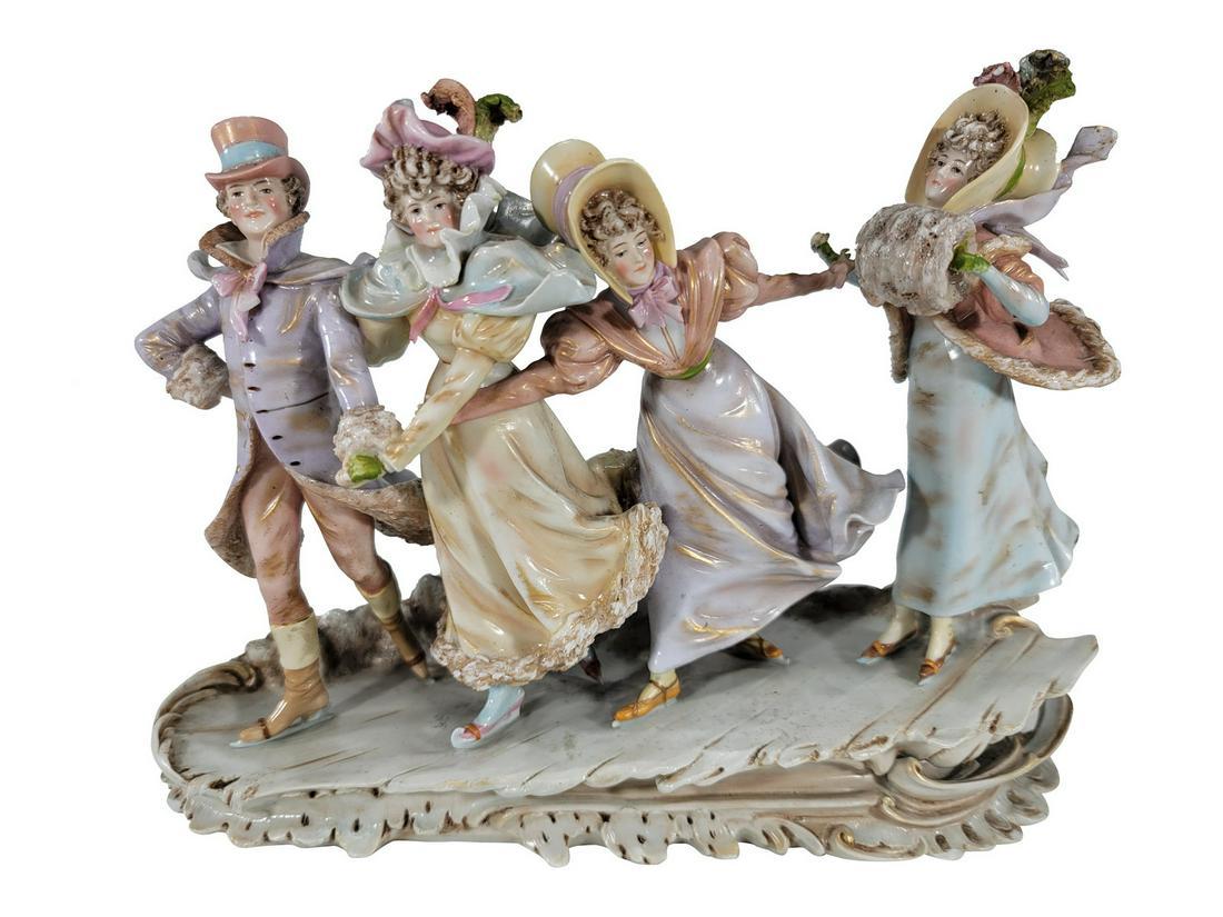 Antique German porcelain group statue (1 of 9)