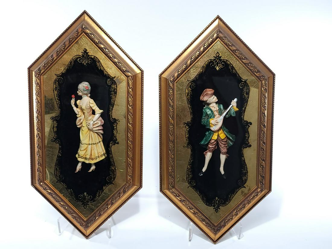 Pair of framed man & woman figures (1 of 5)