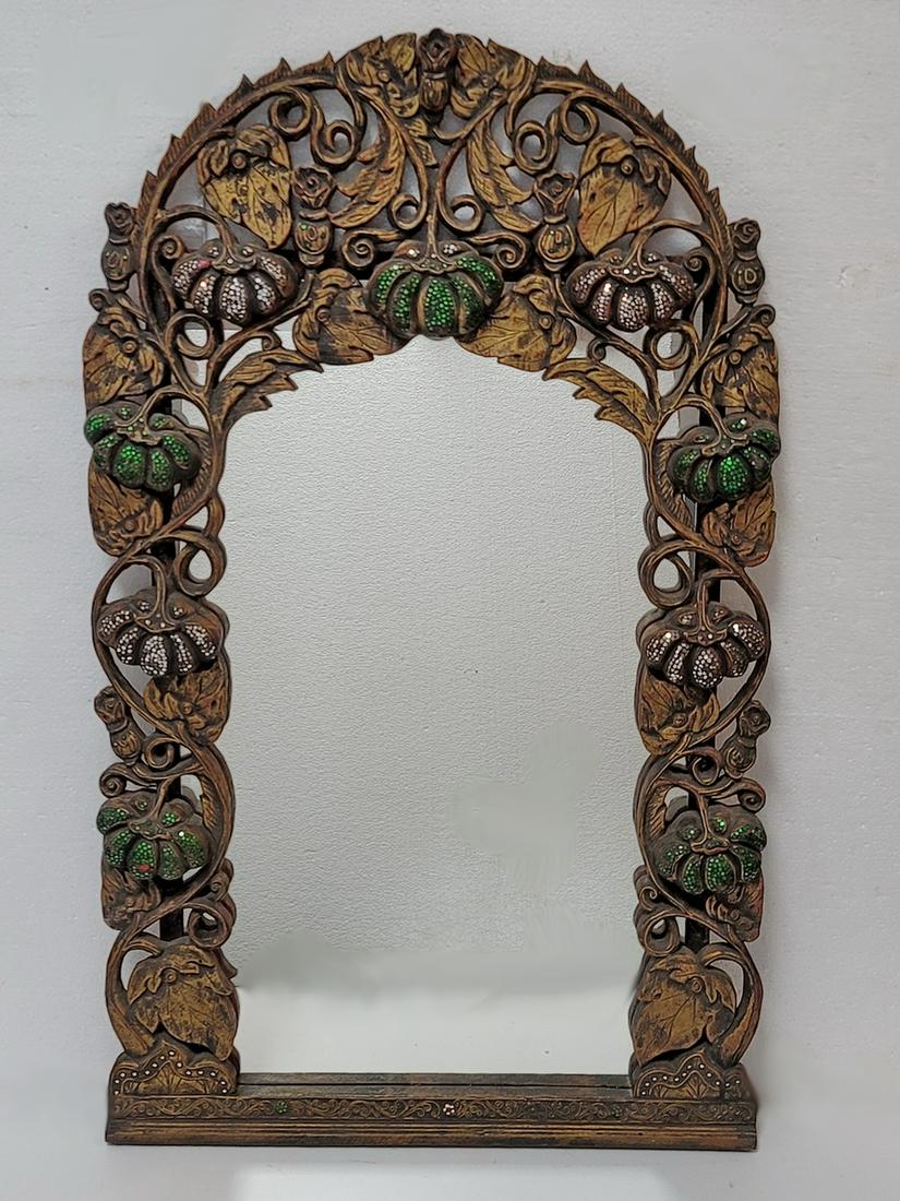 Vintage large carved wood mirror (1 of 6)