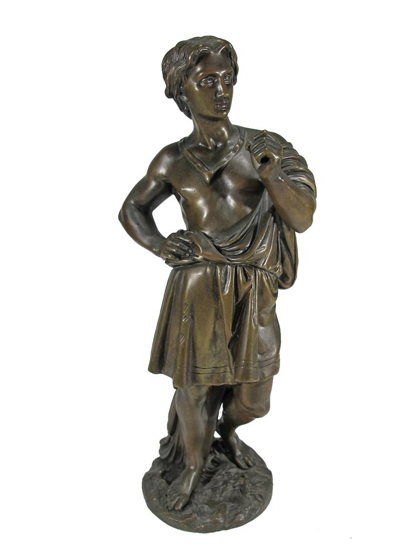 Antique French man bronze sculpture, unsigned (1 of 6)