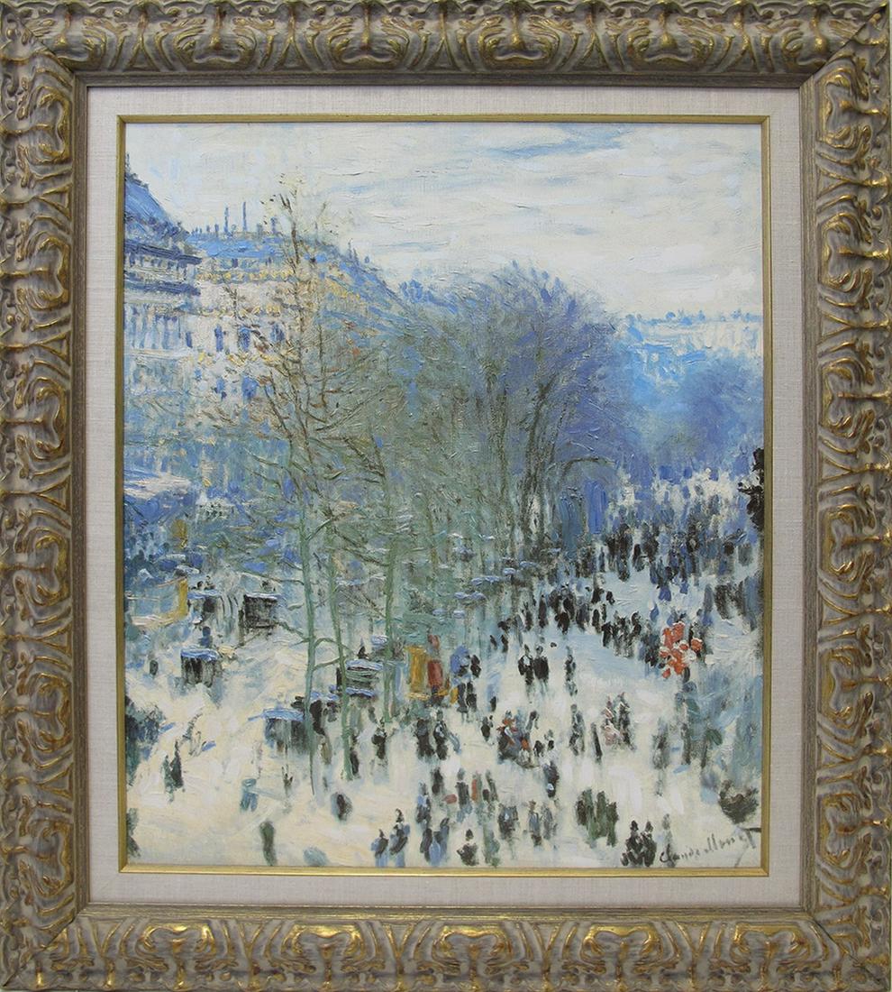 Claude MONET Musseum brushstroke reproduction: Claude MONET Musseum brushstroke reproduction with a certificate. Size: 31 1/2 in H x 27 1/2 in W frame included, 24 in H x 20 in W without frame. ANY INVOICE OVER $ 2,000.00 WE WILL ACCEPT PAYMENTS O