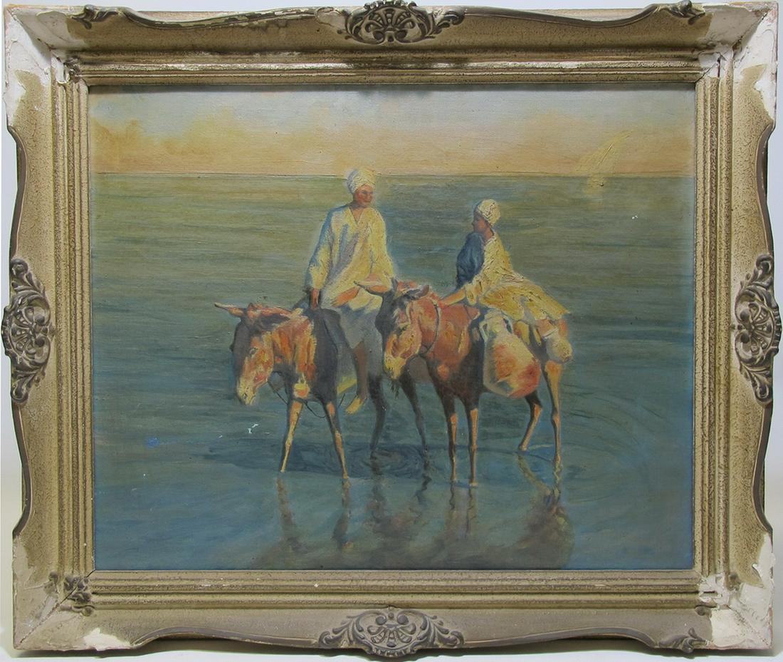 Vintage Orientalist oil on canvas painting, unsigned (1 of 6)