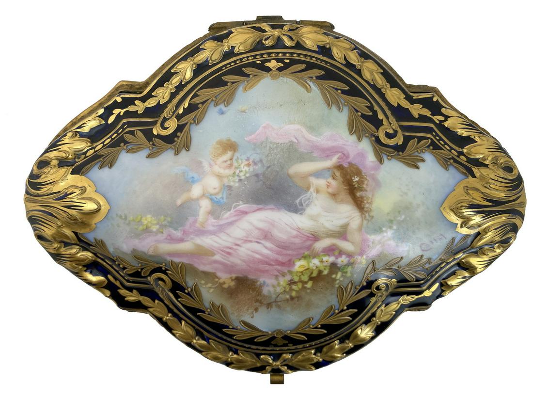 Antique French Sevres porcelain box, signed (1 of 6)