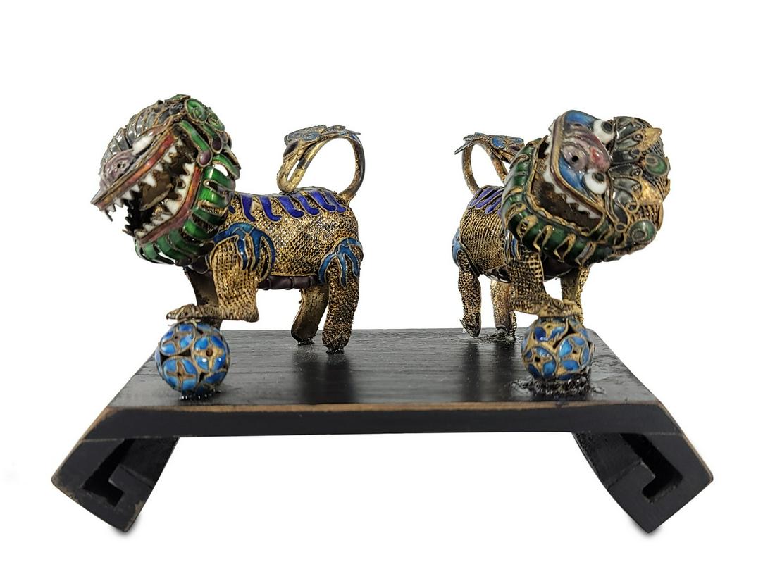 2 Antique Chinese Export filigree silver & enamel (1 of 3)