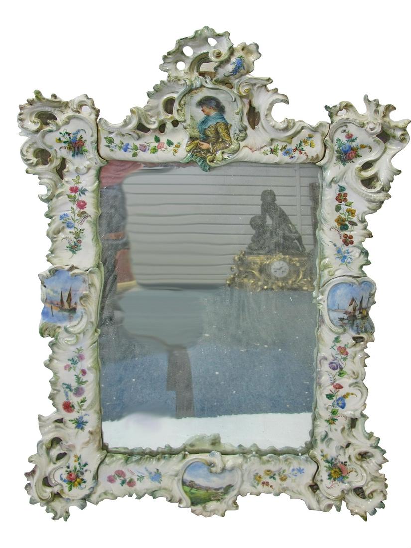Antique European hand painted porcelain mirror (1 of 10)