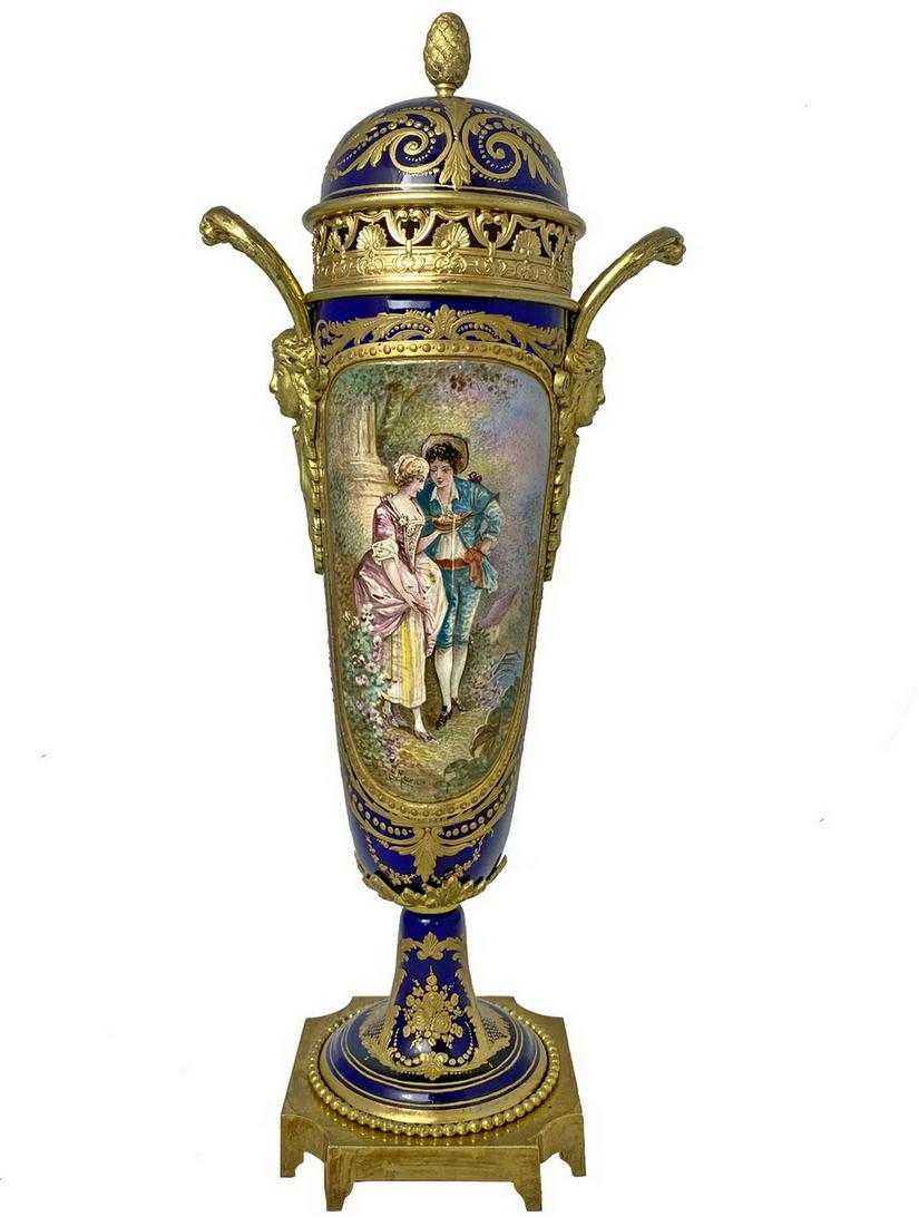 Antique French Sevres porcelain & bronze urn (1 of 8)