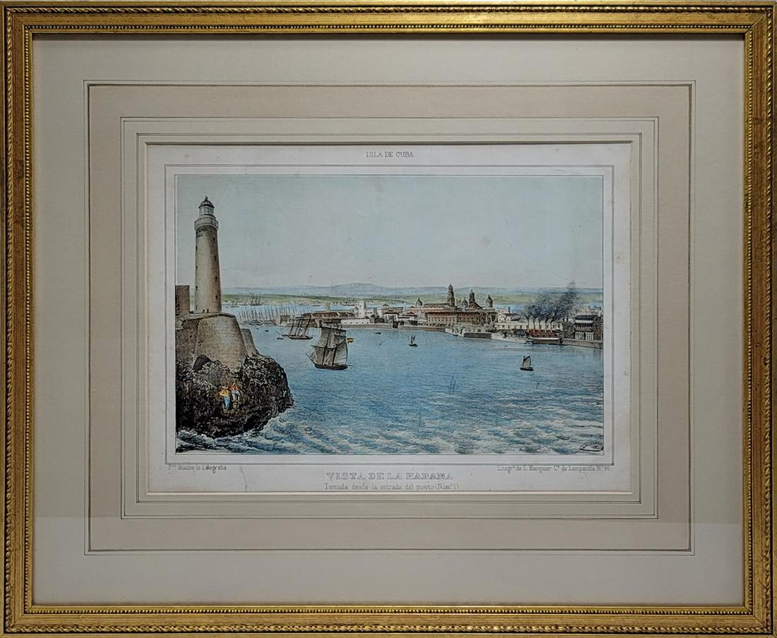Habana, Cuba view print: Habana, Cuba view print. 16 1/4” H x 19 1/2” W including frame. ANY INVOICE OVER $ 2,000.00 WE WILL ACCEPT PAYMENTS ONLY THROUGH CHECK OR BANK WIRE TRANSFER, SAME FOR INTERNATIONAL BUYERS.