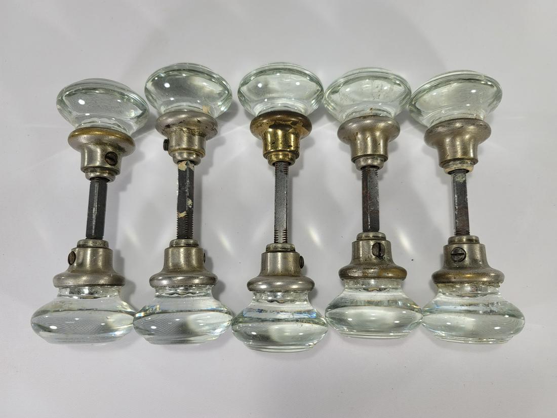 Vintage set of 5 glass & bronze door handles (1 of 4)