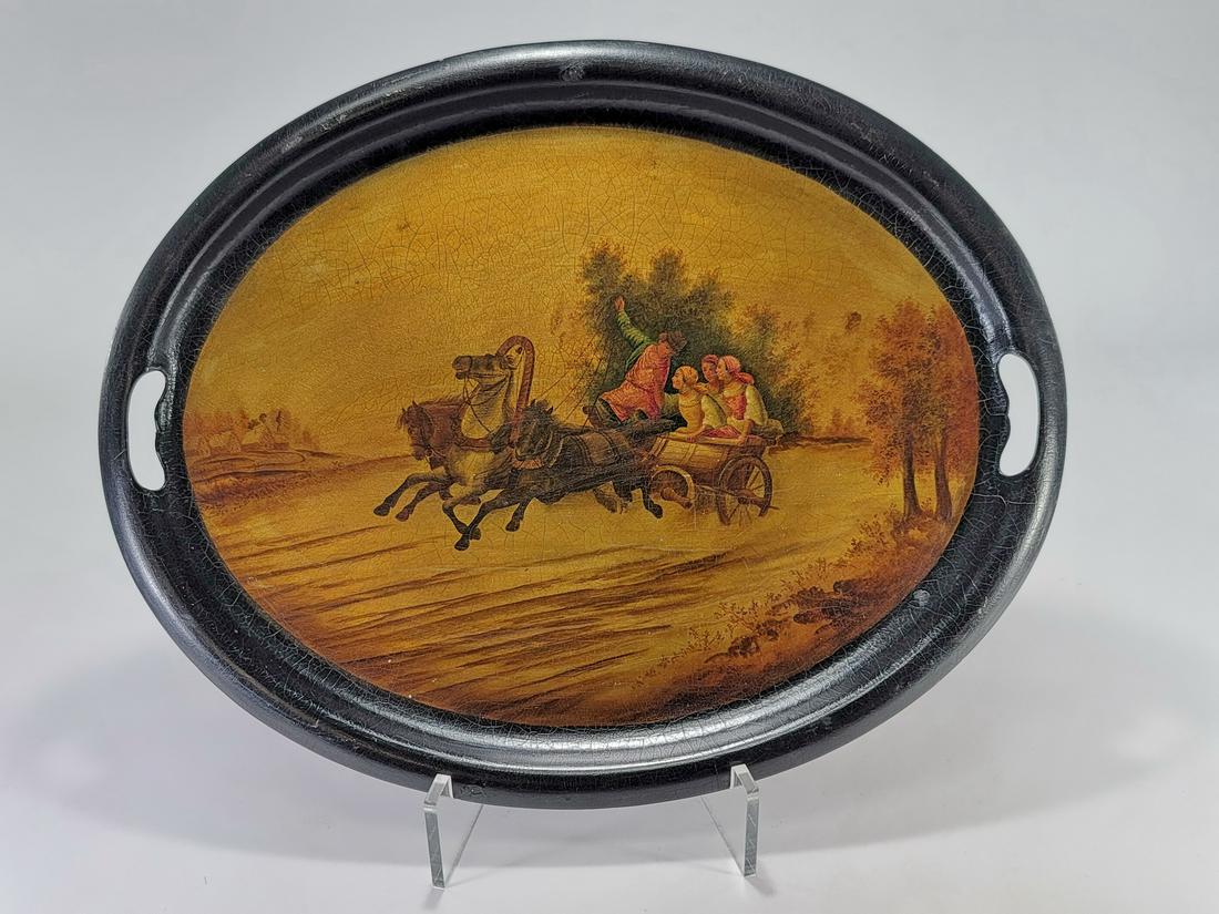 Russian Imperial lacquer miniature tray (1 of 5)
