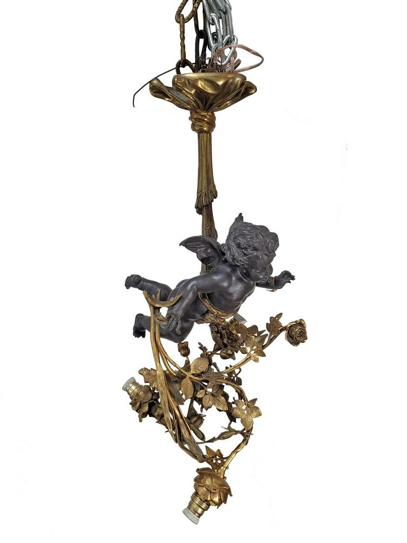 Antique French bronze Putti angel chandelier (1 of 5)