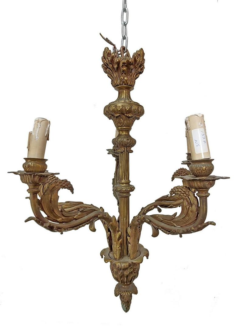 Antique French bronze 4 lights chandelier (1 of 4)