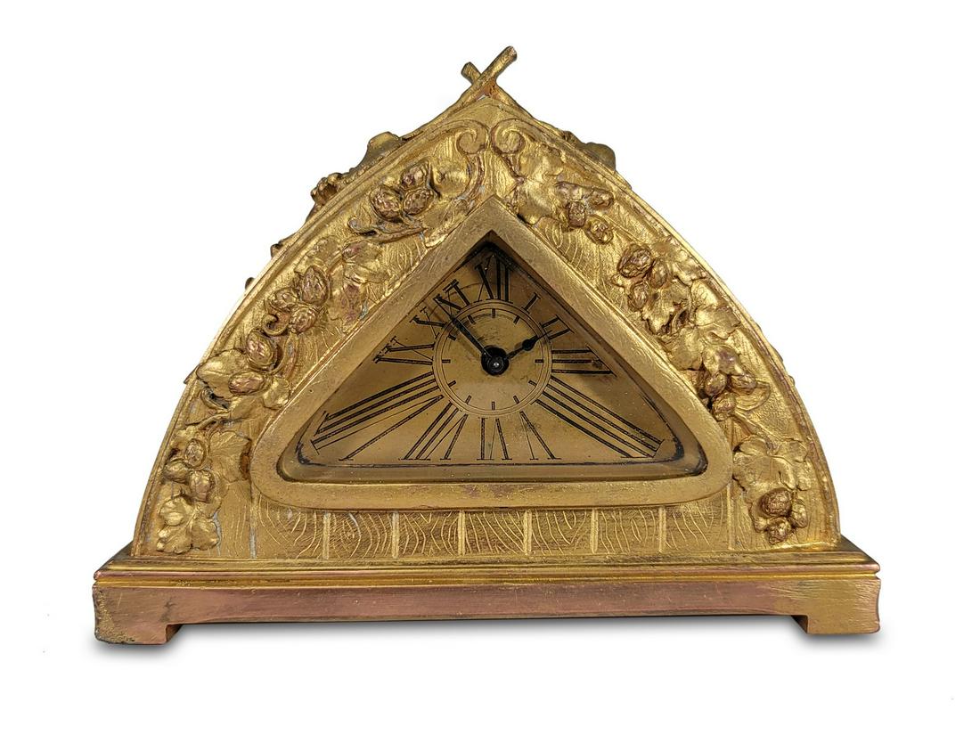 Art Nouveau European bronze alarm clock (1 of 4)