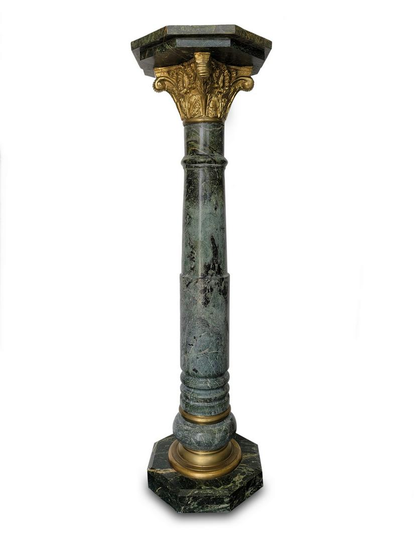 Large bronze & green marble pedestal (1 of 6)