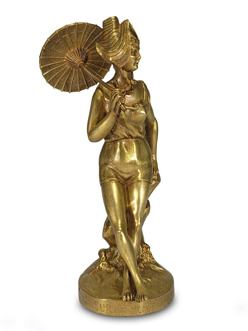 Antique French bather bronze sculpture (1 of 6)