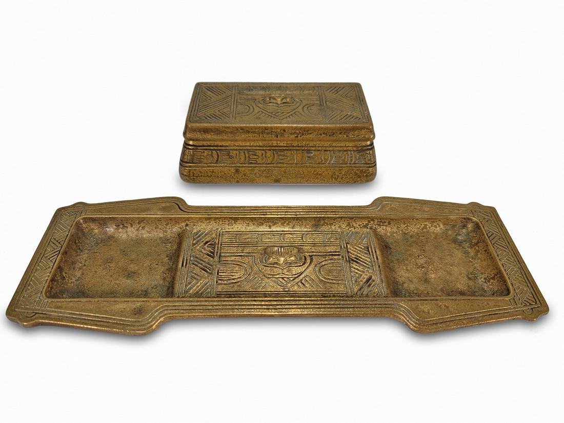 Tiffany Studios, NY American Indian pattern box & tray (1 of 6)