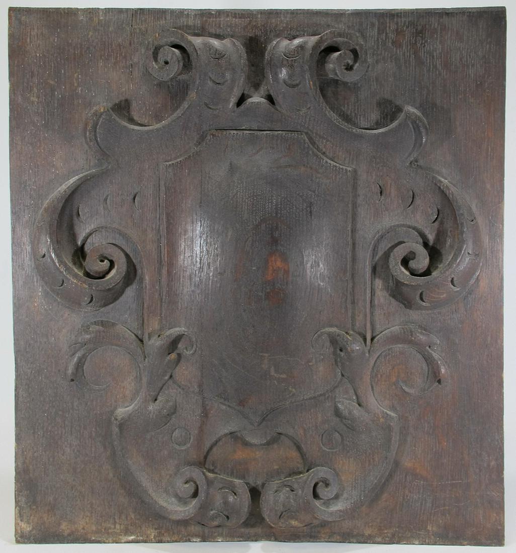 Antique European hand carved wood panel (1 of 6)