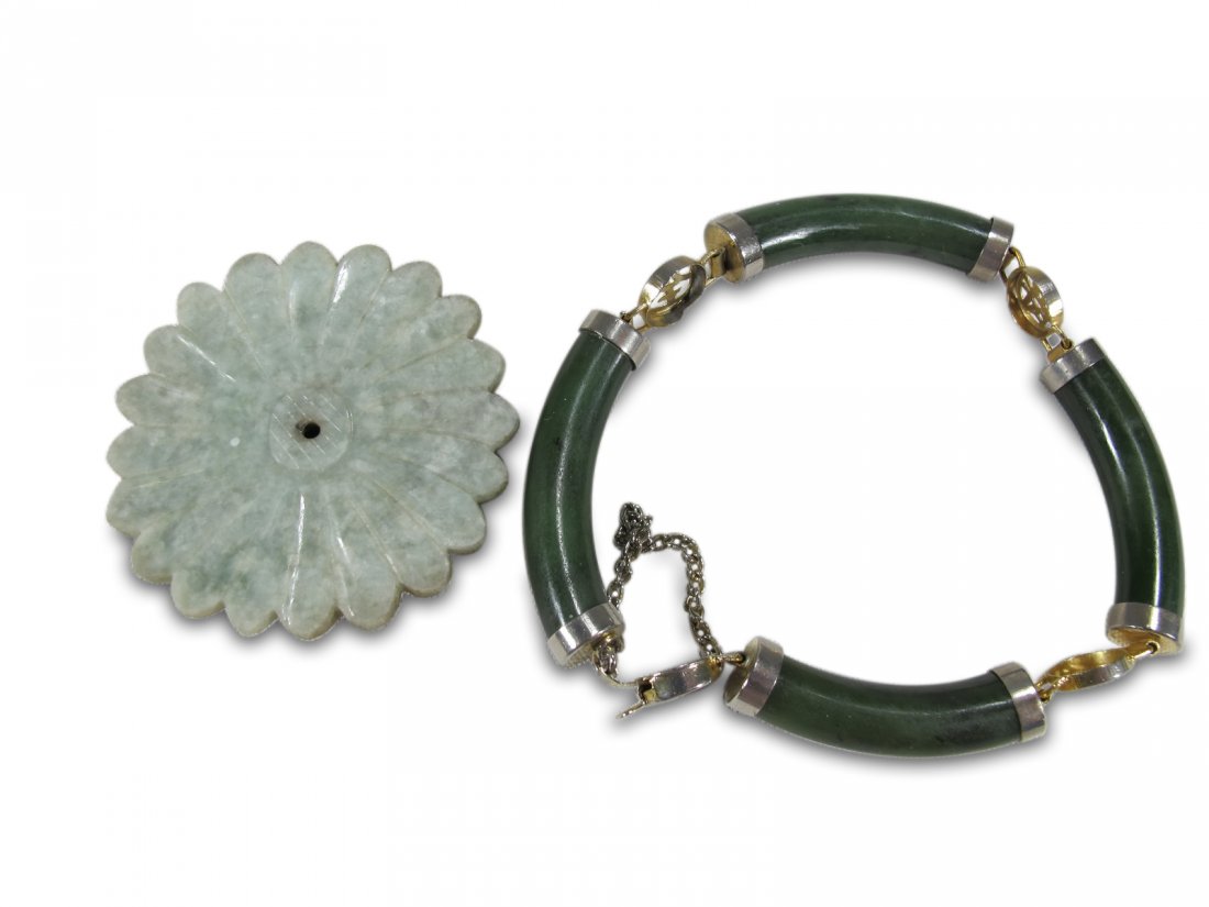 Vintage set of 2 sterling & probably jade pieces (1 of 4)